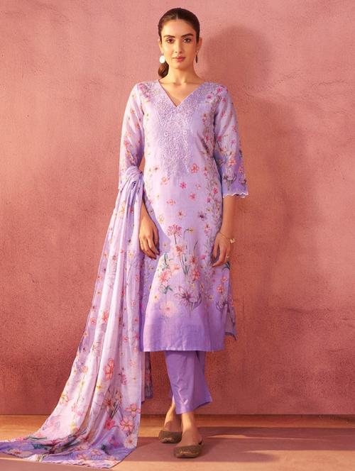 women floral three quarter sleeve kurta pant with dupatta set - 21980035 - Very Small Image - 1