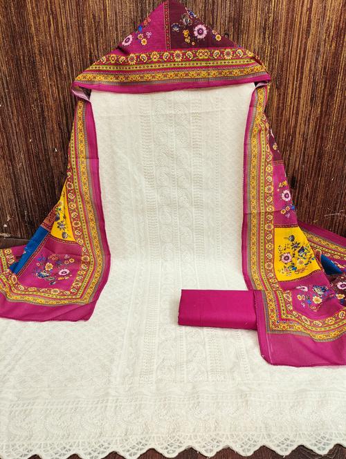 women solid with work embroidered unstitched suit set - 21980081 - Very Small Image - 1