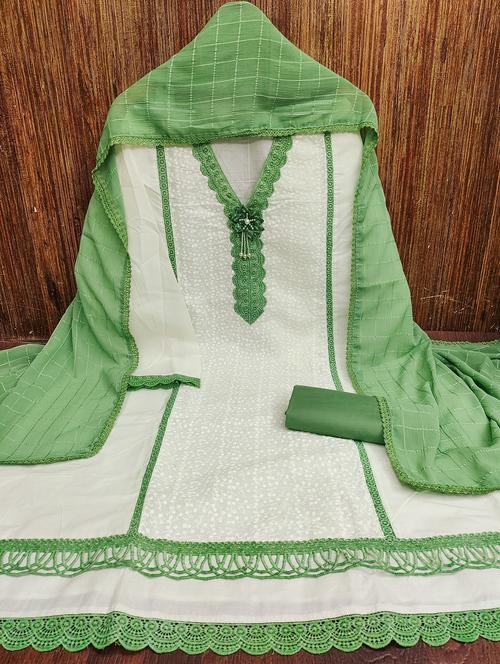 women solid with work embroidered unstitched suit set - 21980113 - Very Small Image - 1