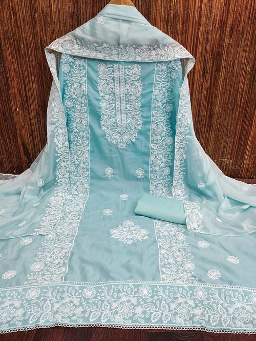 women solid with work embroidered unstitched suit set - 21980208 - Very Small Image - 1