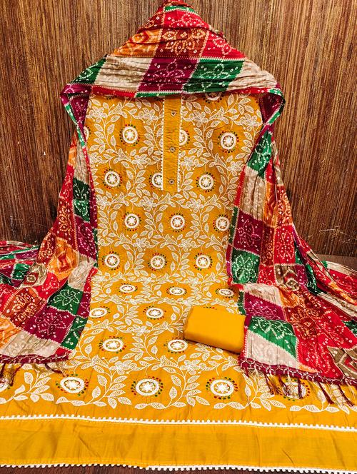 women solid with work embroidered unstitched suit set - 21980230 - Very Small Image - 1