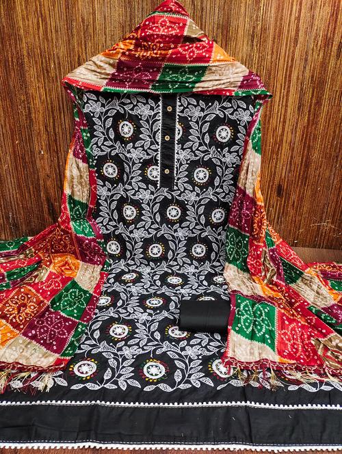 women solid with work embroidered unstitched suit set - 21980231 - Very Small Image - 1