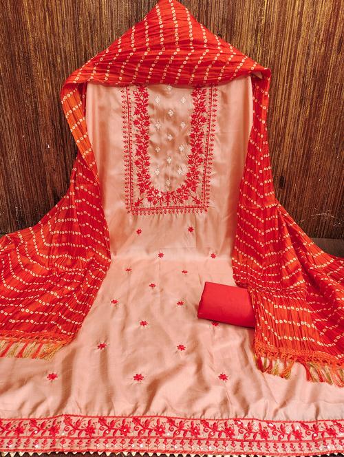 women solid with work embroidered unstitched suit set - 21980239 - Very Small Image - 1