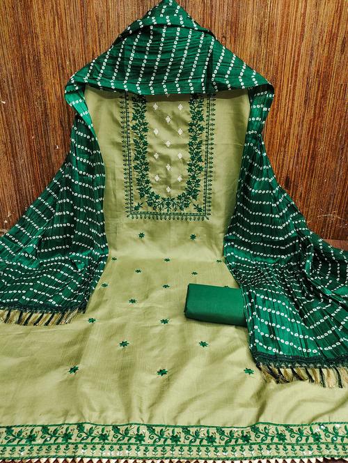 women solid with work embroidered unstitched suit set - 21980241 - Very Small Image - 1