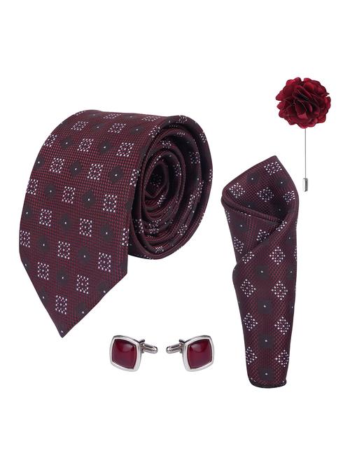 Necktie Gift Set With Pocket Square Cufflinks & Brooch Pin Tie For Men - 21980298 - Very Small Image - 1