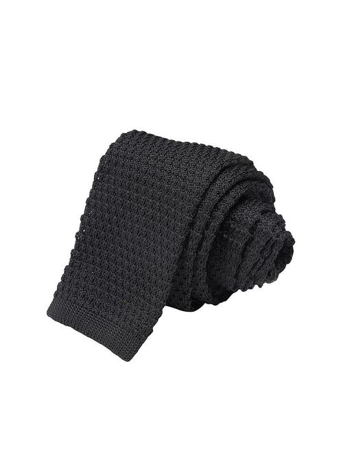 Men Black Self Designed Formal Tie - 21980310 - Very Small Image - 1