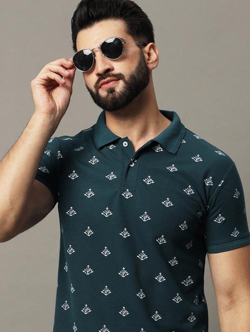 men printed short sleeve regular fit polo t-shirt - 21980362 - Very Small Image - 1