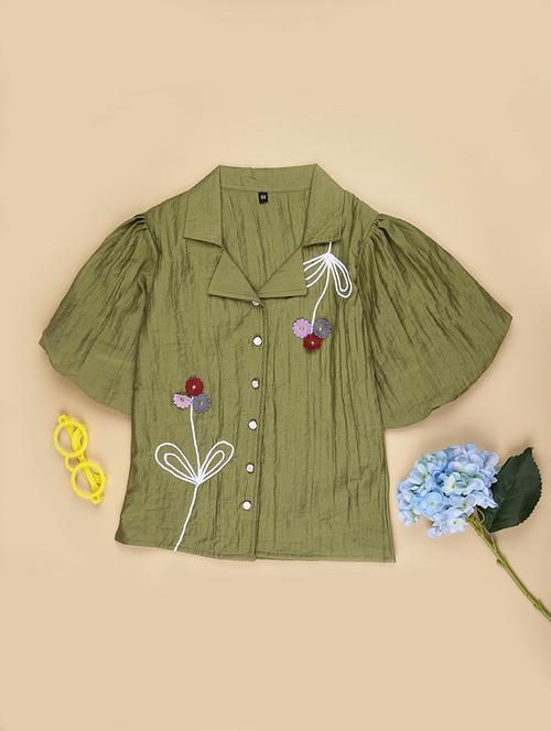 girls embroidered puff sleeve top - 21980798 - Very Small Image - 1