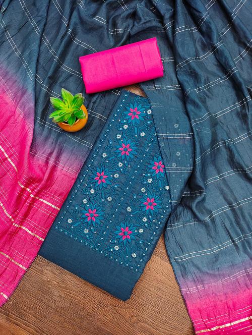 women solid with work embroidered unstitched suit setv - 21981033 - Very Small Image - 1