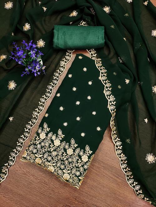 women solid with work embroidered unstitched suit set - 21981034 - Very Small Image - 1