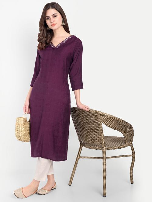 women self designed three quarter sleeve kurta - 21981049 - Very Small Image - 1