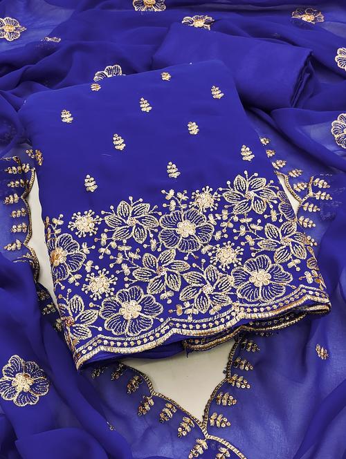 women solid with work embroidered unstitched suit set - 21981060 - Very Small Image - 1