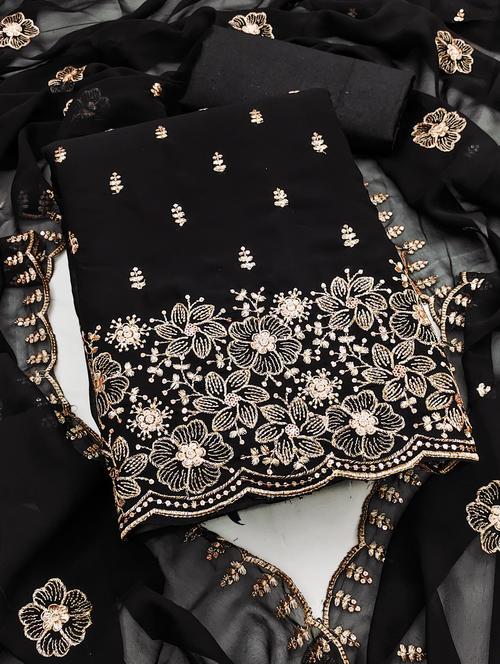 women solid with work embroidered unstitched suit set - 21981062 - Very Small Image - 1