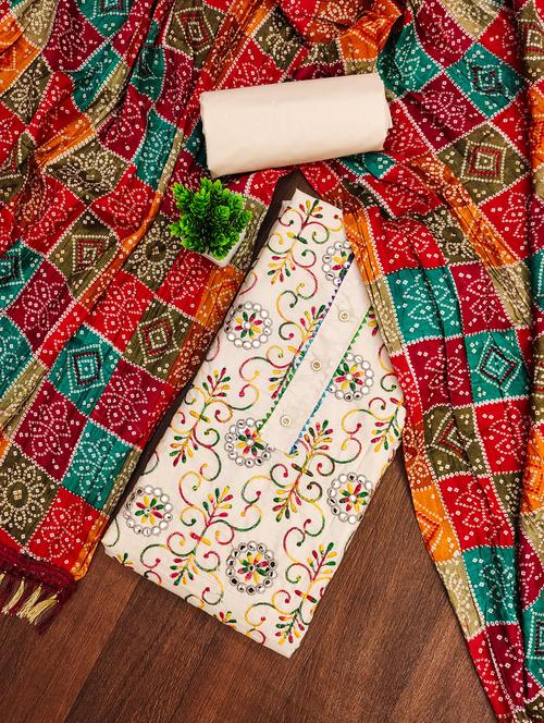 women solid with work embroidered unstitched suit set - 21981127 - Very Small Image - 1