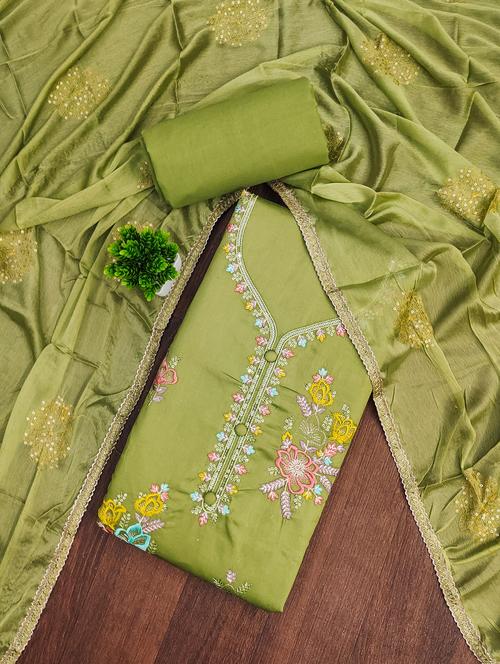 women solid with work embroidered unstitched suit set - 21981131 - Very Small Image - 1