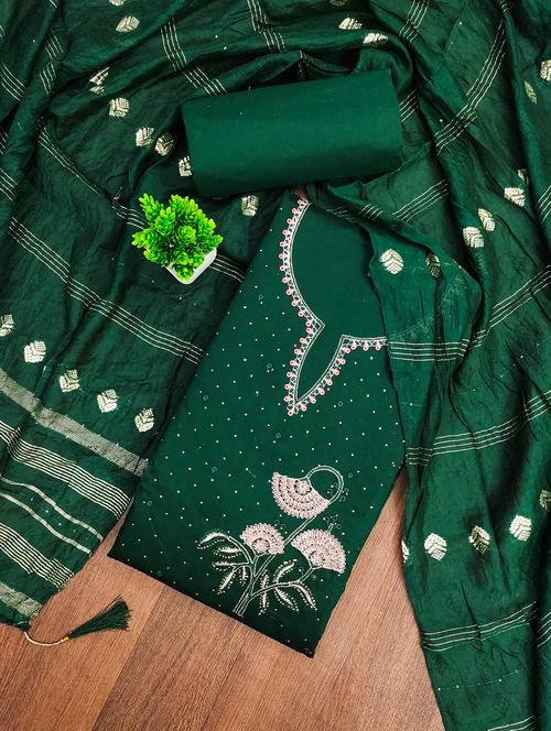 women solid with work embroidered unstitched suit set - 21981144 - Very Small Image - 1