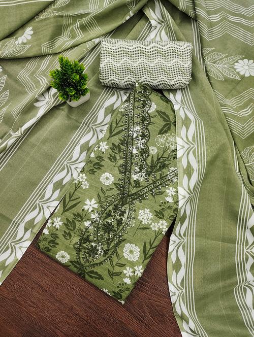 women printed with embroidery work unstitched suit set - 21981316 - Very Small Image - 1