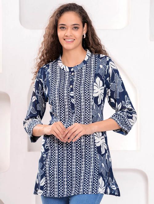women printed round neck a-line kurti - 21981612 - Very Small Image - 1