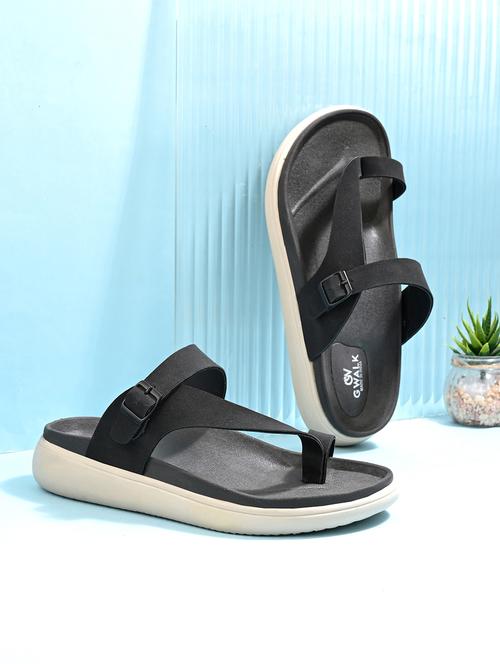 men black solid slip on sandal - 21981661 - Very Small Image - 1