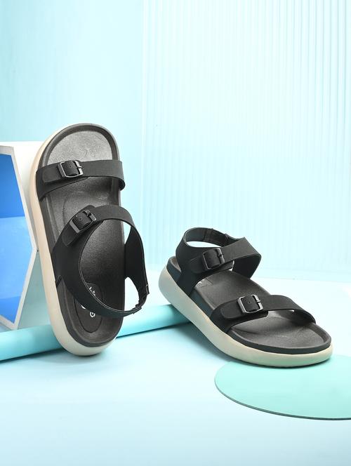 men black solid back strap sandal - 21981668 - Very Small Image - 1