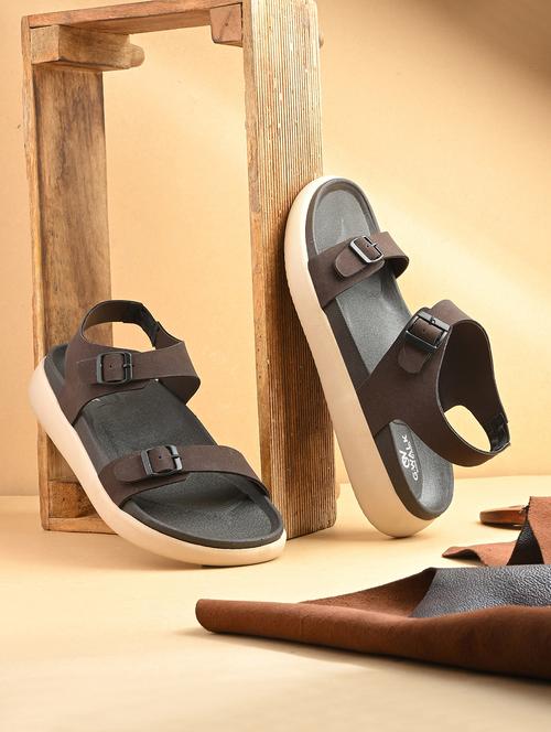 men brown solid back strap sandal - 21981669 - Very Small Image - 1