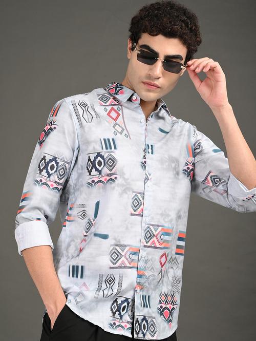 men printed long sleeve regular fit casual shirt - 21982180 - Very Small Image - 1