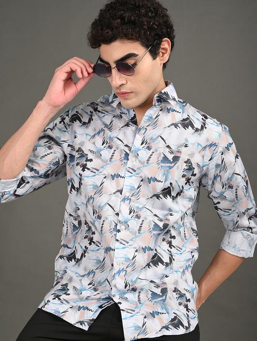 men printed long sleeve regular fit casual shirt - 21982191 - Very Small Image - 1