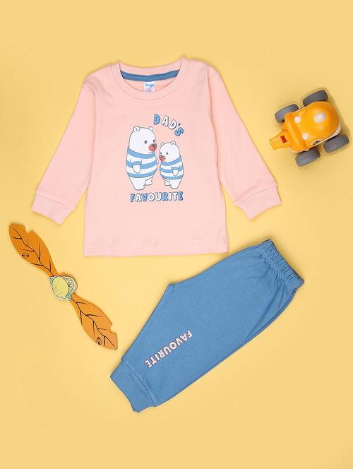 kids printed t-shirt and pajama co-ord set - 21982610 - Very Small Image - 1