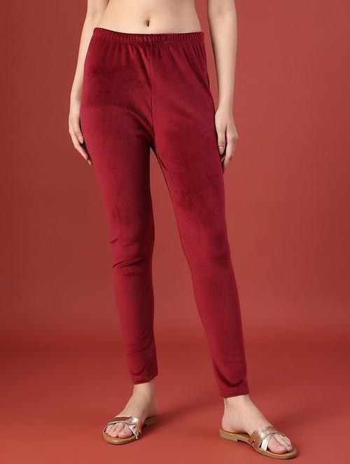 women solid mid rise woolen legging - 21982632 - Very Small Image - 1