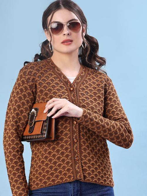 women self design long sleeve cardigan - 21982803 - Very Small Image - 1