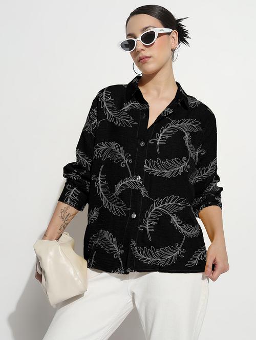 women embroidered long sleeve relaxed fit shirt - 21982937 - Very Small Image - 1