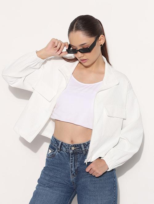 women white solid long sleeve jacket - 21982998 - Very Small Image - 1