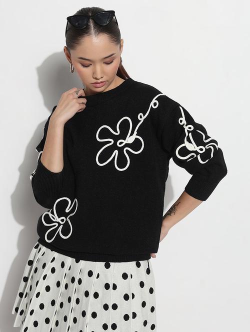 women black embroidered long sleeve pullover - 21983029 - Very Small Image - 1