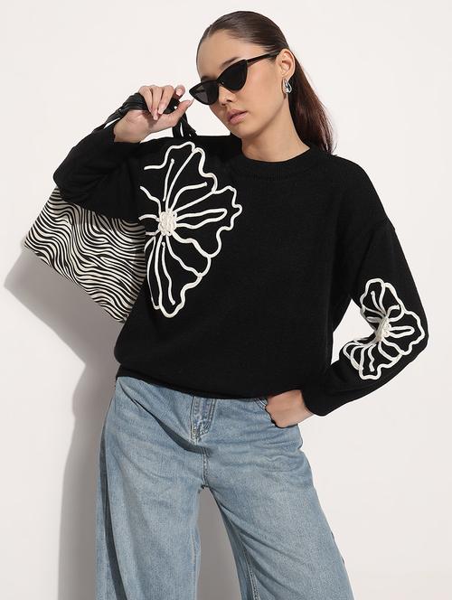 women black embroidered long sleeve pullover - 21983032 - Very Small Image - 1