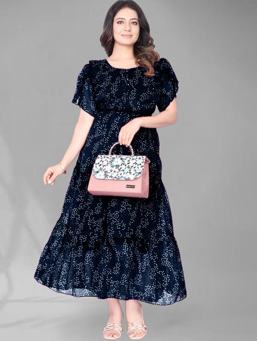 women printed tulip sleeve tiered dress - 21983128 - Very Small Image - 1