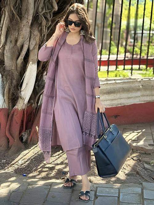 women three quarter sleeve kurta pant with dupatta set - 21983319 - Very Small Image - 1