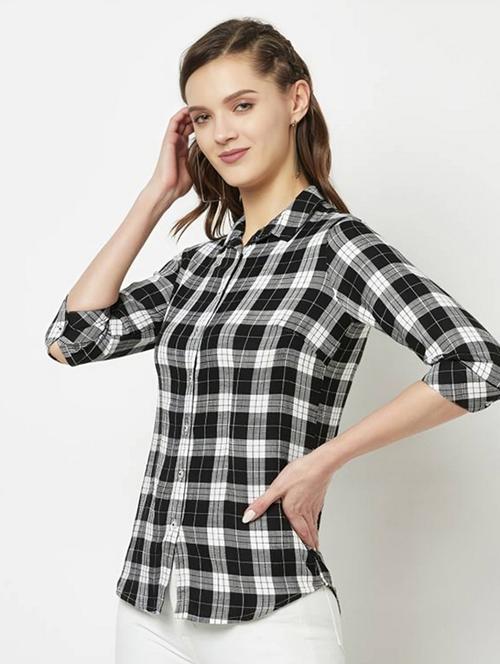 women checkered collared regular fit shirt - 21983437 - Very Small Image - 1