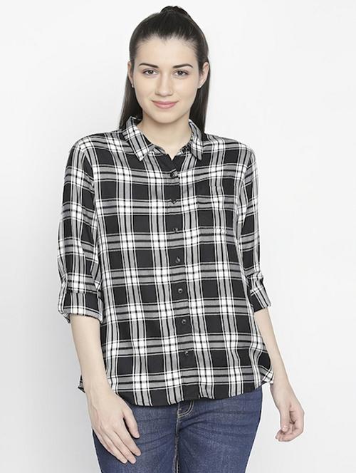 women checkered collared regular fit shirt - 21983441 - Very Small Image - 1