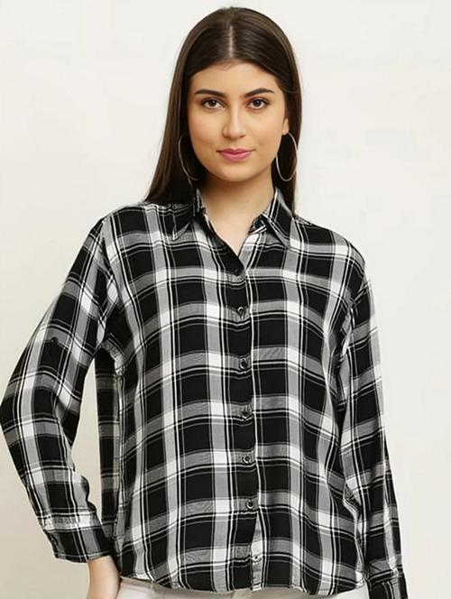 women black checkered collared regular fit shirt - 21983448 - Very Small Image - 1
