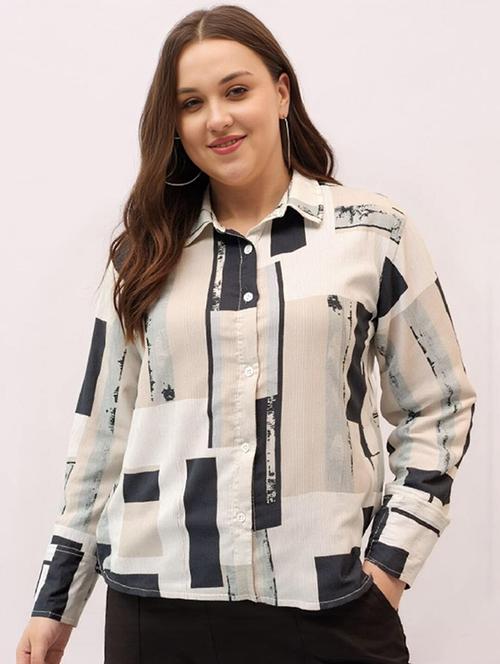 women plus size printed long sleeve collared shirt - 21983501 - Very Small Image - 1