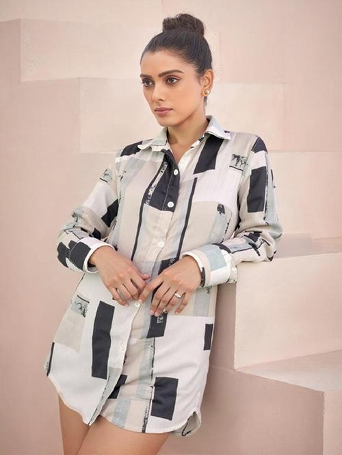 women printed long sleeve collared shirt - 21983502 - Very Small Image - 1