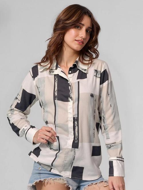 women printed long sleeve collared shirt - 21983503 - Very Small Image - 1