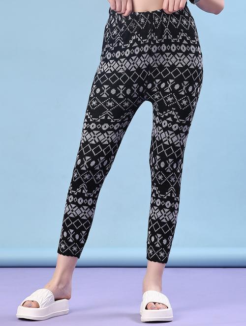 women self design ankle length woolen leggings - 21983531 - Very Small Image - 1