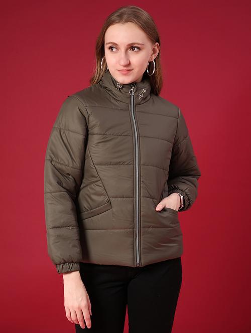 women solid long sleeve puffer jacket - 21983875 - Very Small Image - 1