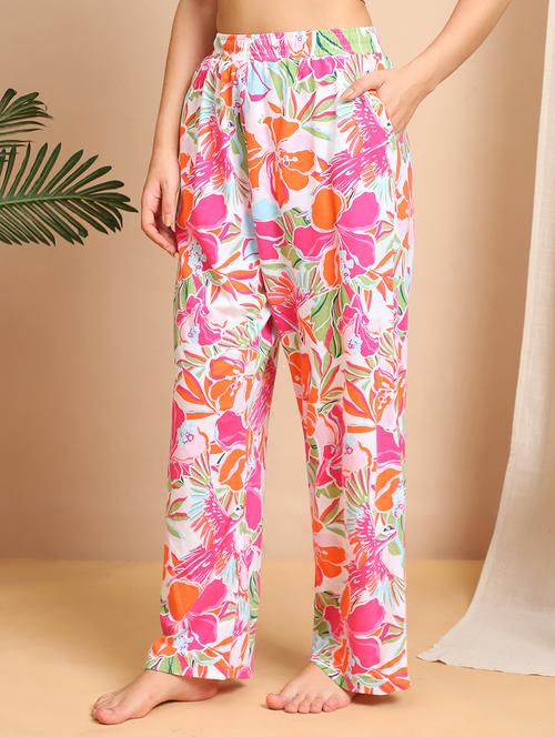 women floral print mid rise lounge wear pajama - 21984457 - Very Small Image - 1