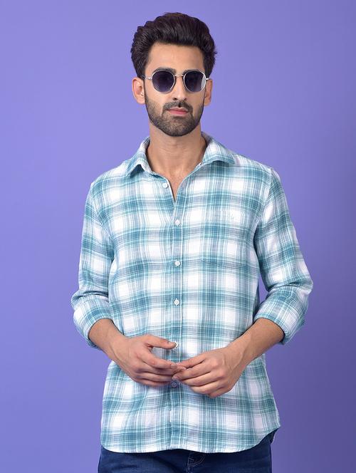 blue cotton casual shirt - 21984660 - Very Small Image - 1
