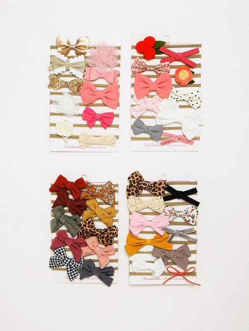 girls pack of 10 multi color bow hair clips - 21985238 - Very Small Image - 1