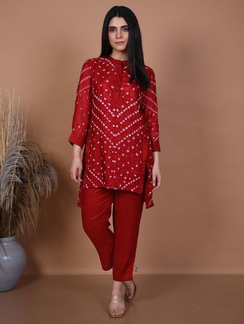 women bandhani long sleeve ethnic co-ord set - 21985447 - Very Small Image - 1