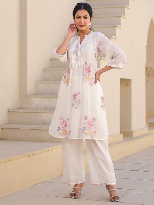 women floral printed three quarter sleeve kurta palazzo set - 21985464 - Very Small Image - 1