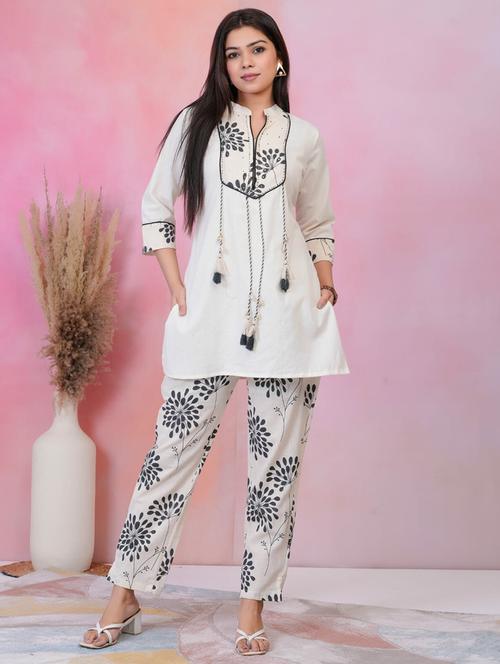 women printed three quarter sleeve ethnic co-ord set - 21985471 - Very Small Image - 1